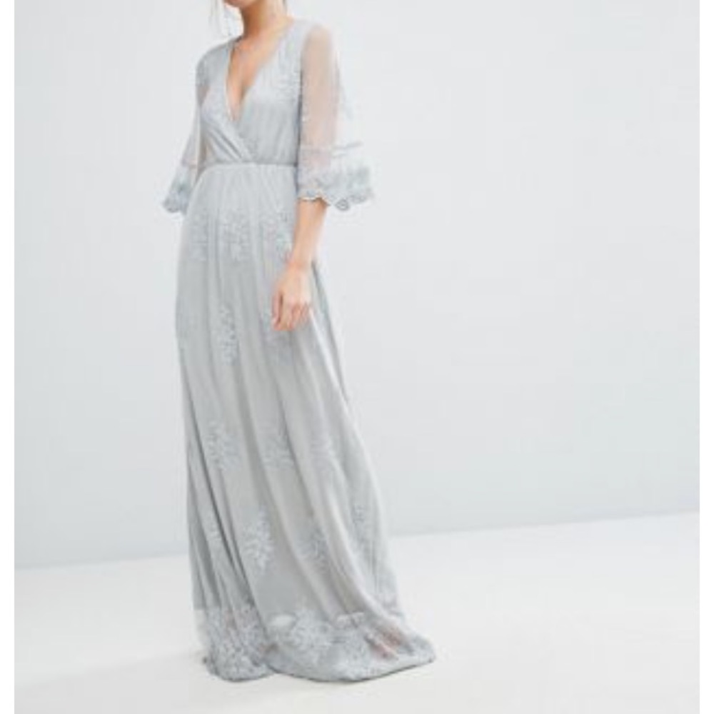 Asos Club L embroidered detailed lace maxi